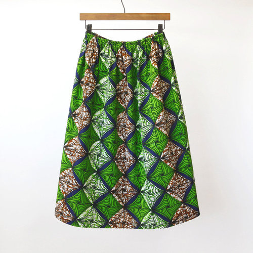 受注制作】アフリカ布のギャザースカート（ ジオメトリック