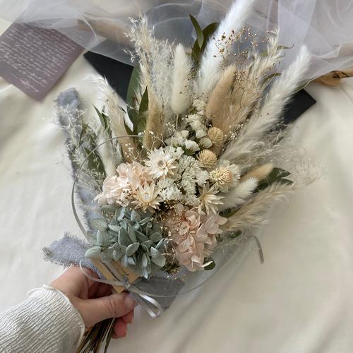 new♡パンパスグラス グレー×ベビーピンク 紫陽花 ドライフラワー