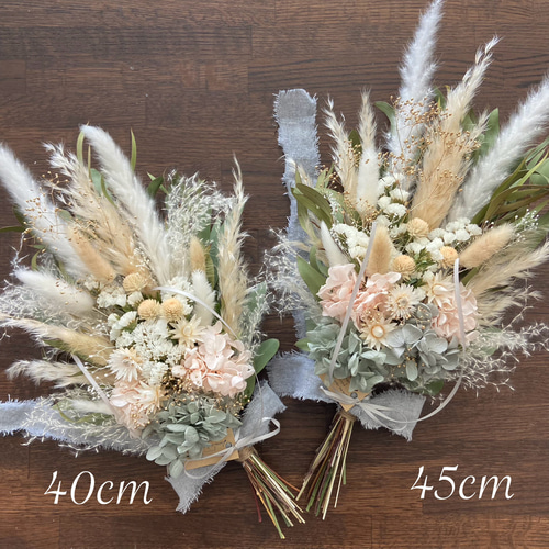 new♡パンパスグラス グレー×ベビーピンク 紫陽花 ドライフラワー