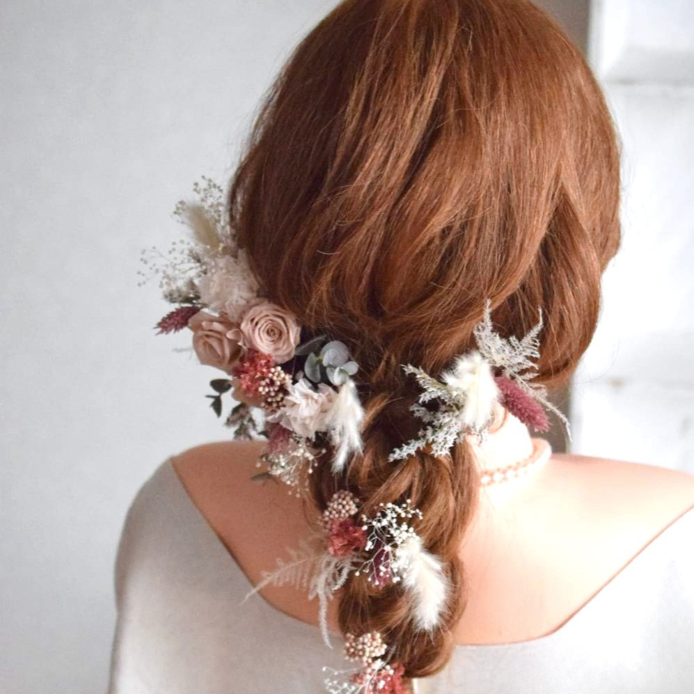 ⋆homi様専用 お申込み欄⋆ くすみヌードピンク：クラシカルローズヘッドドレス《ワイヤー入りピック》ボリュームup