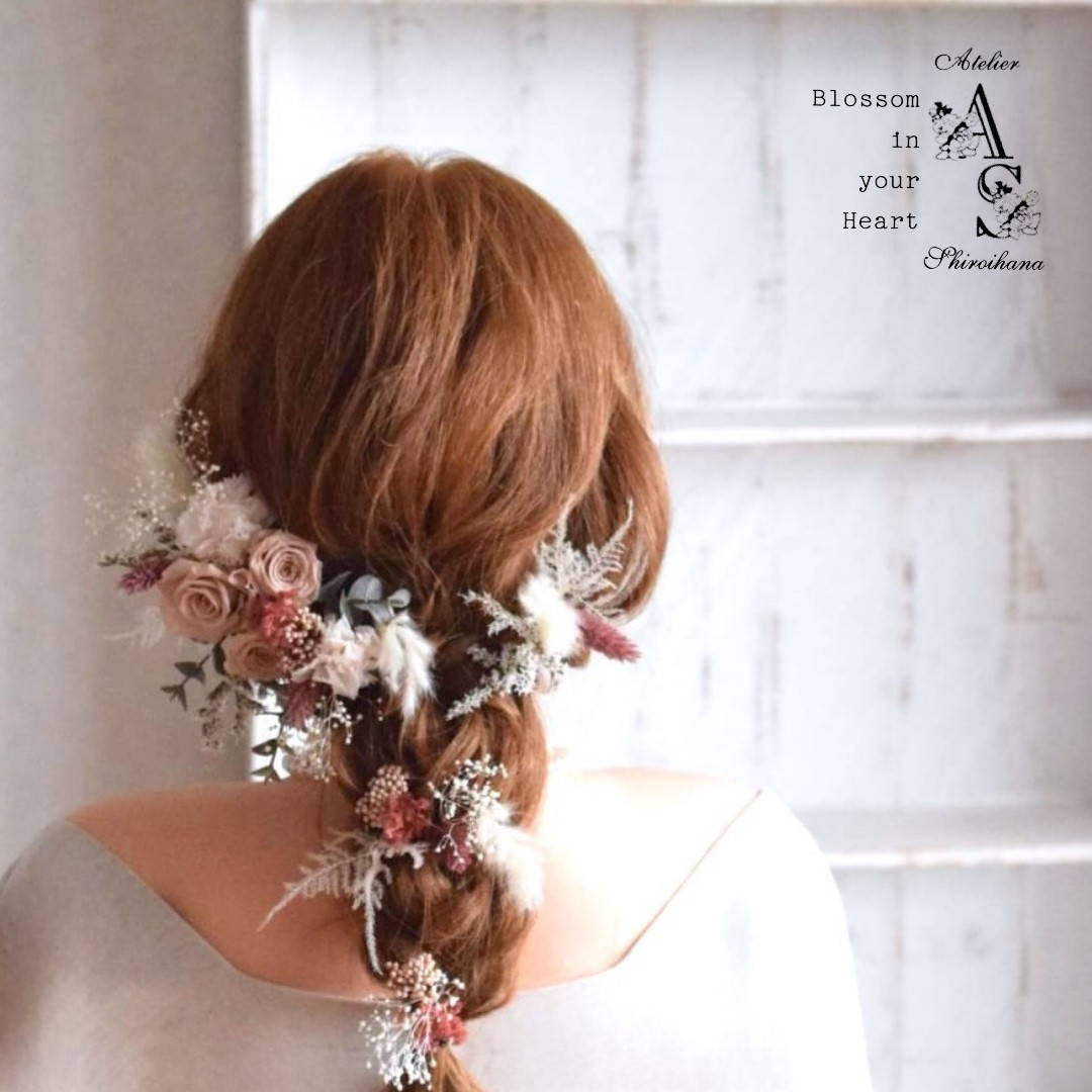 ⋆homi様専用 お申込み欄⋆ くすみヌードピンク：クラシカルローズヘッドドレス《ワイヤー入りピック》ボリュームup