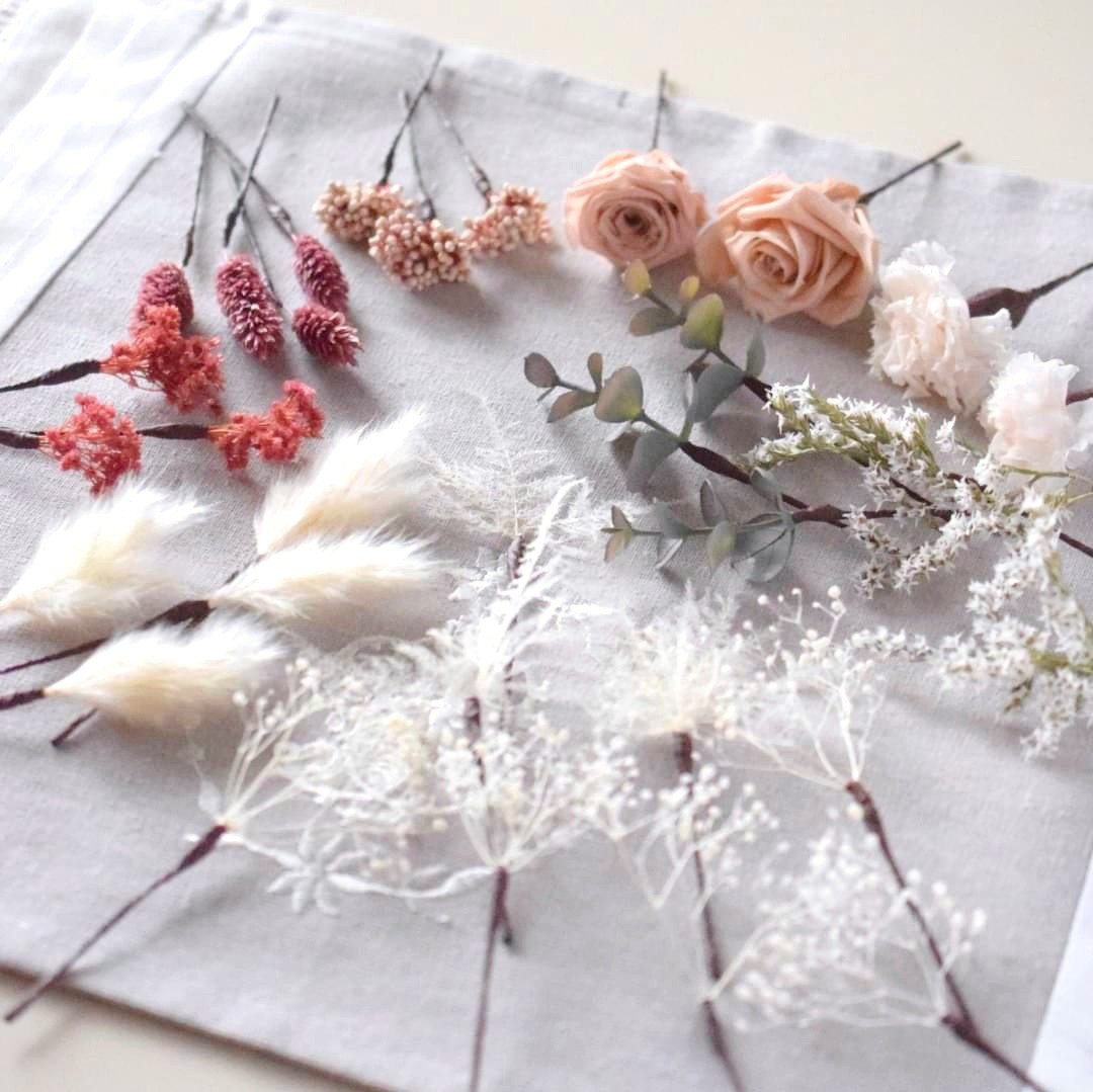 ⋆homi様専用 お申込み欄⋆ くすみヌードピンク：クラシカルローズヘッドドレス《ワイヤー入りピック》ボリュームup