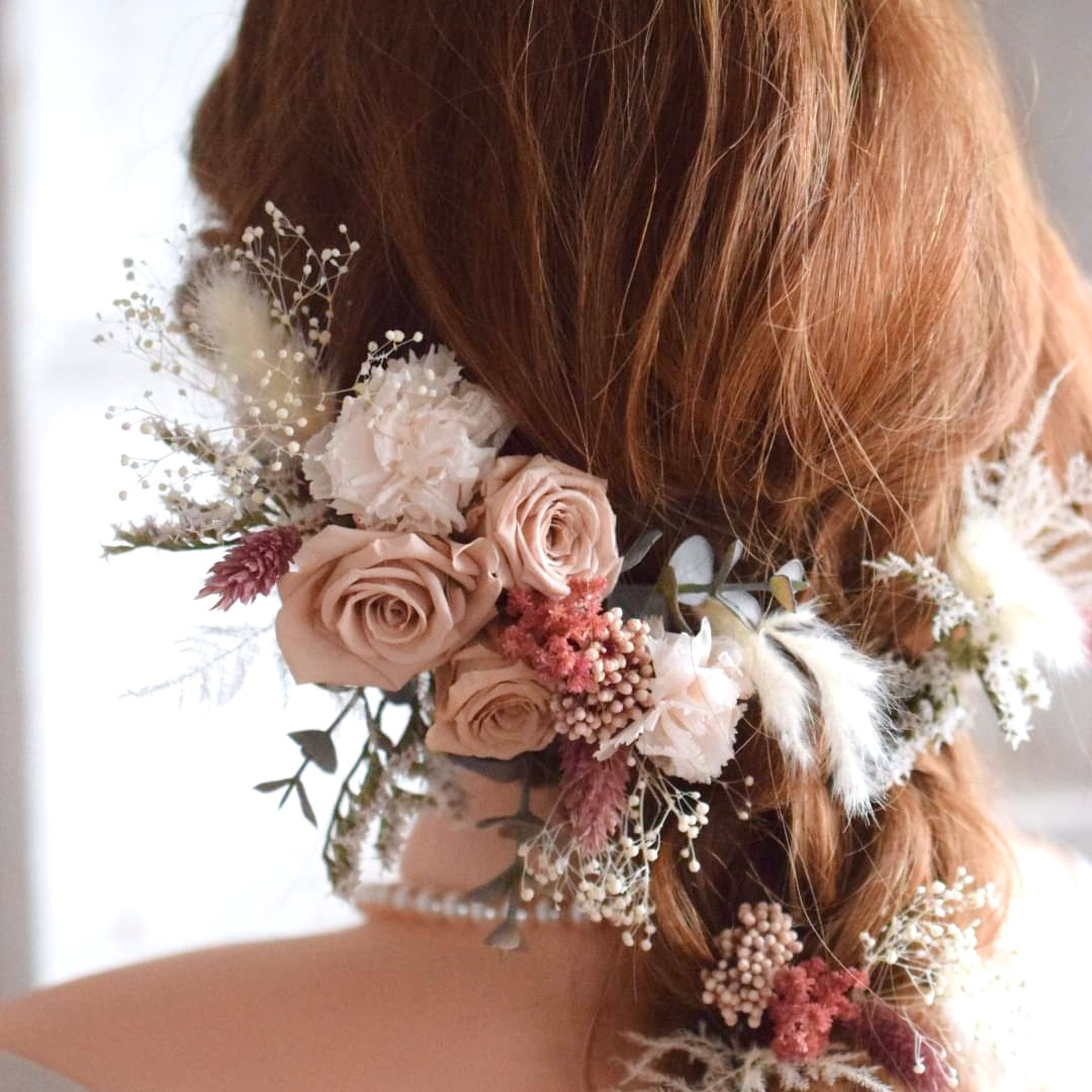 ⋆homi様専用 お申込み欄⋆ くすみヌードピンク：クラシカルローズヘッドドレス《ワイヤー入りピック》ボリュームup