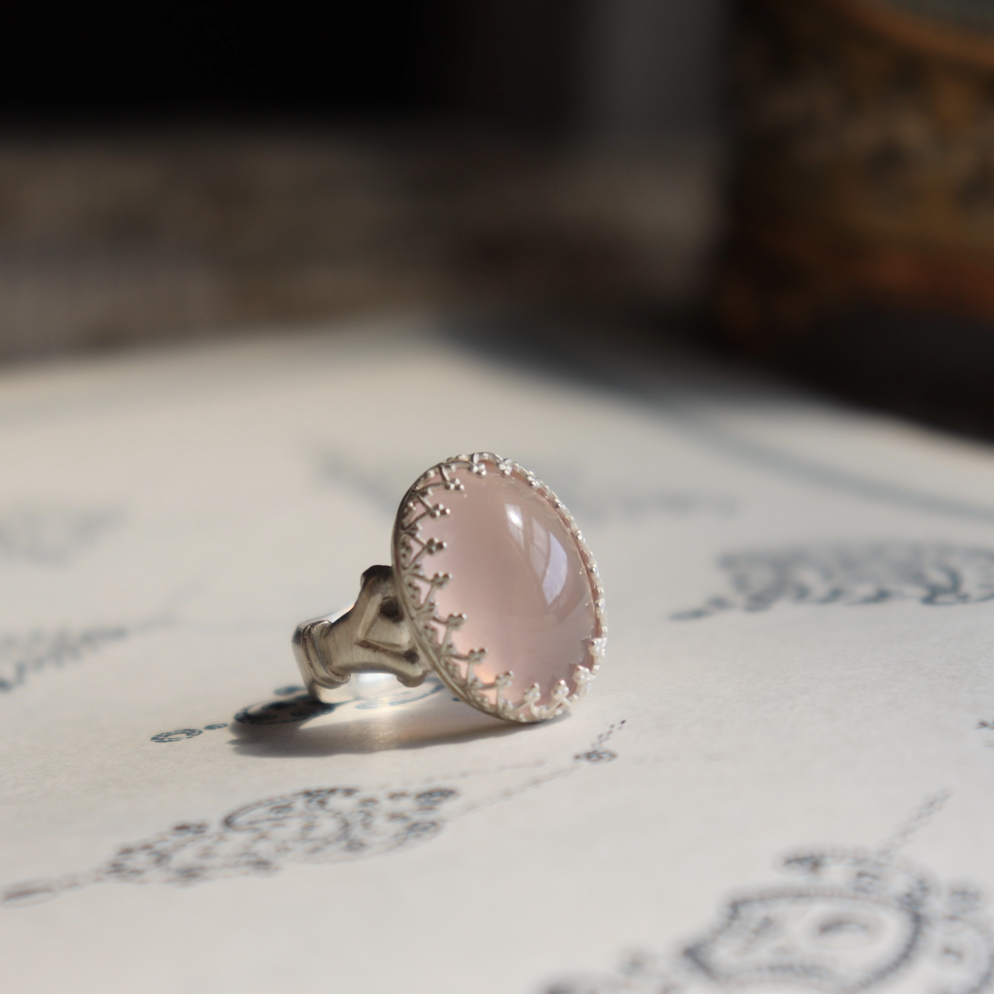 【1点もの】Lily garden ring : Rose Quartz（14号）