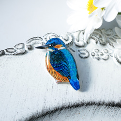 飛ぶ宝石 カワセミ ぷくぷく ブローチ タックピン 青い鳥 ブローチ