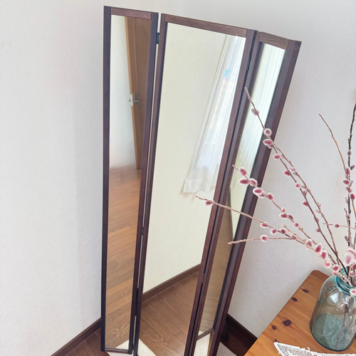 日本製】三面鏡 全身鏡 アンティーク調 ドレッサー・ミラー・鏡台