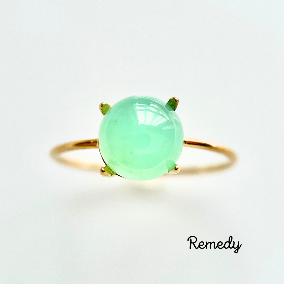 大粒☆彡クリソプレーズのリング（8mm） silver 925 18KGP【5月誕生石】