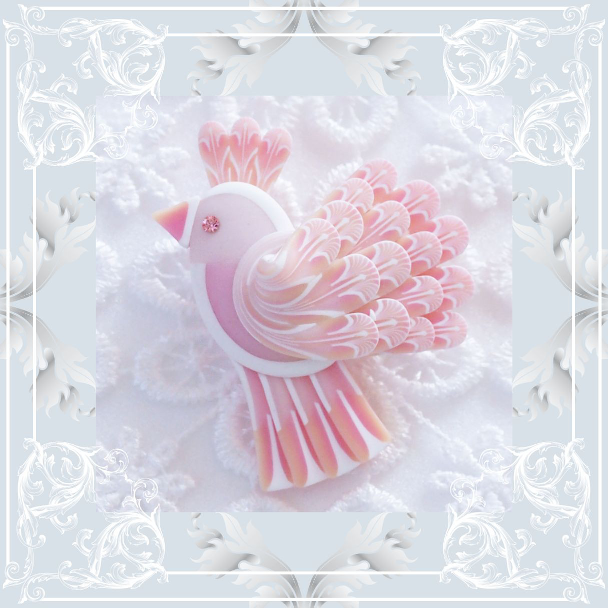 季節の色鳥ブローチ＊ﾋﾟｰﾁｶﾗｰ＊