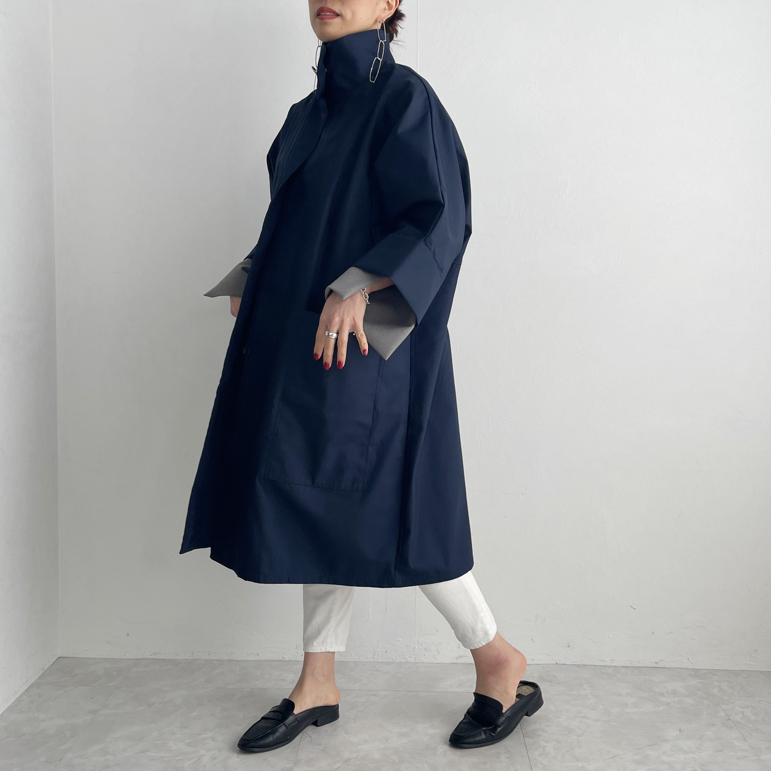ハイネックコート(navy)