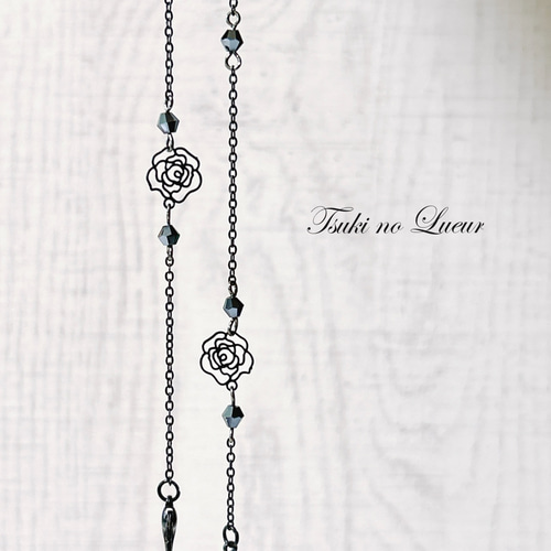 ♪393❤️ 薔薇　黒薔薇　パール　マスクチェーン　マスク　メガネチェーン ♪393❤️ 薔薇 黒薔薇 パール マスクチェーン マスク メガネチェーン