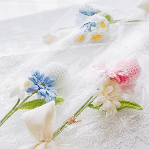 韓国ニットフラワーを使ったミニブーケ プレゼント 送別品 韓国雑貨