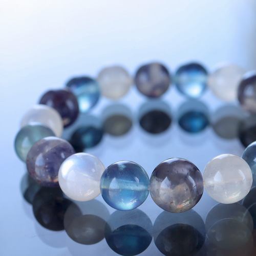 本日限り　スターベリル（アクアマリンサンストーン）&アイリスクォーツ　ブレス 夢のような輝き@煌めくアイオライトサンストーンシリカとブルームーン