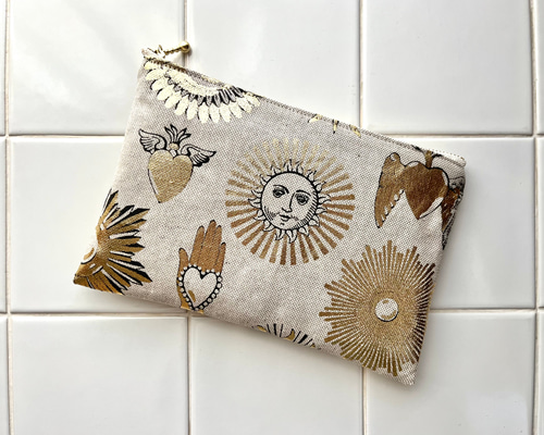 ほほえみおひさまポーチ( Lサイズ ) mftaフランス輸入生地 通帳ケース