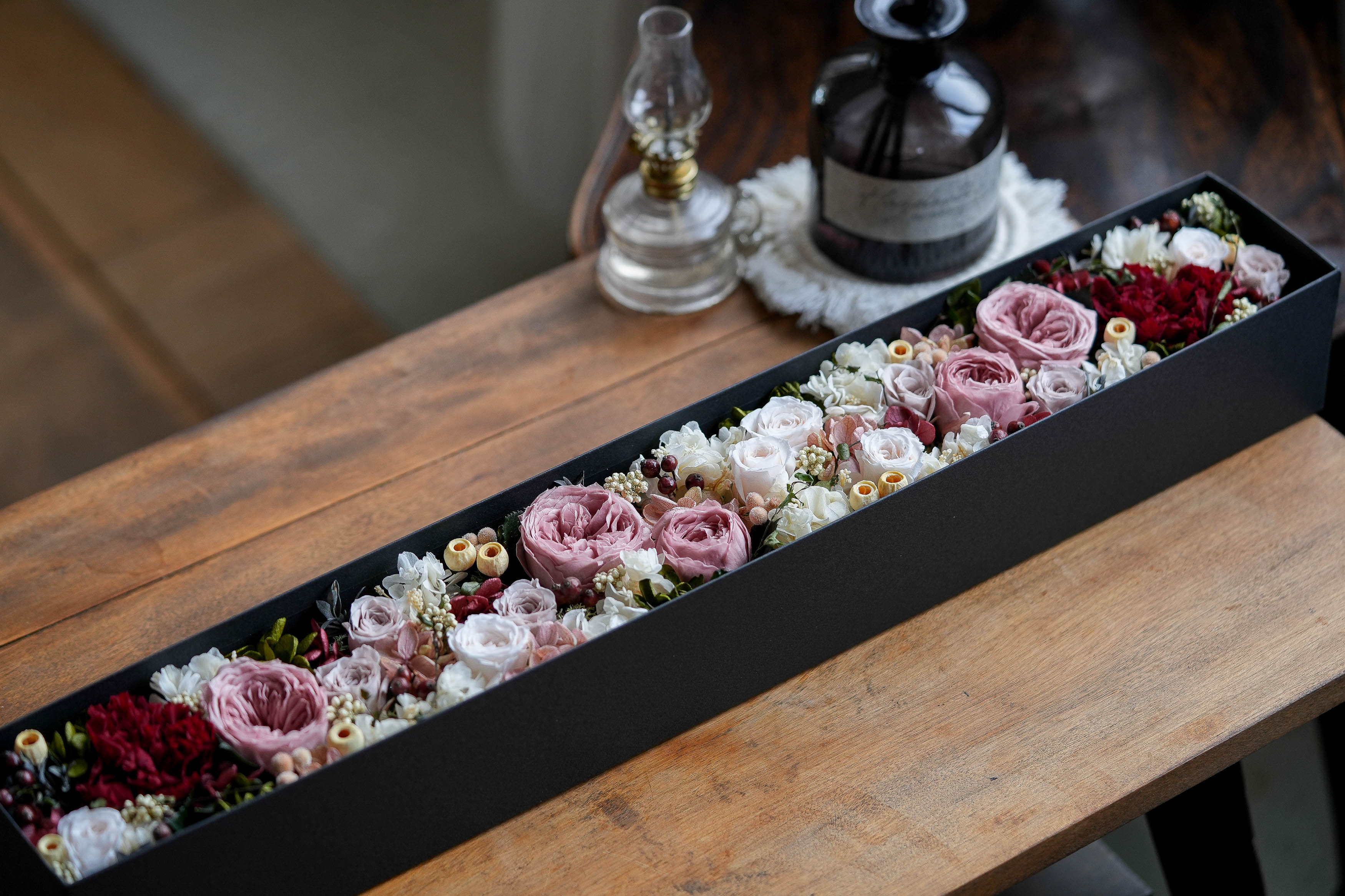 サプライズフラワー＊ロングボックス＊シャビーピンク