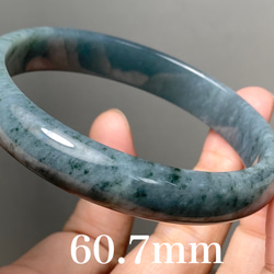 BG9-02 美品 糯氷種 深灰藍花 60.7MM グアテマラ産 本翡翠 バングル