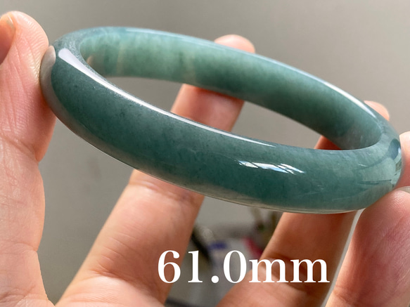 BG9-04 美品 糯氷種 灰藍色 61.0MM グアテマラ産 本翡翠 バングル