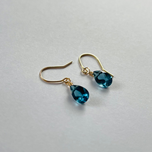 K10 / K18 ロンドンブルートパーズ ピアス 天然石 ゴールド 18金 K18YG