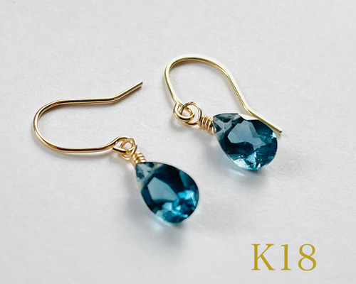 K10 / K18 ロンドンブルートパーズ ピアス 天然石 ゴールド 18金 K18YG