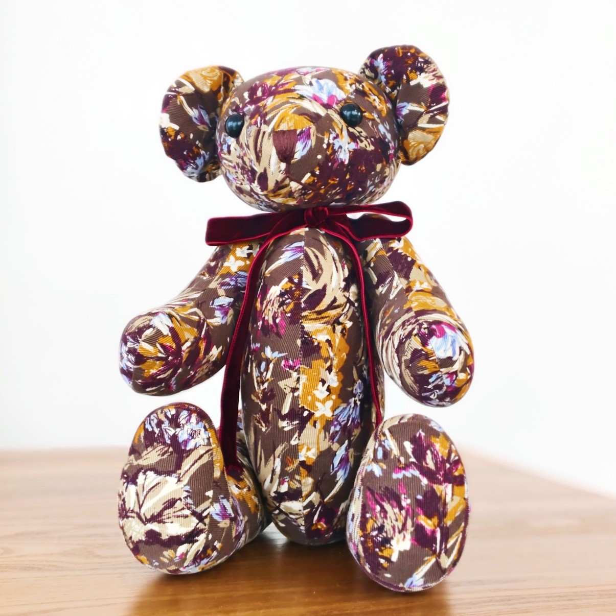 花柄 コーデュロイ ブラウン くまさん　特大