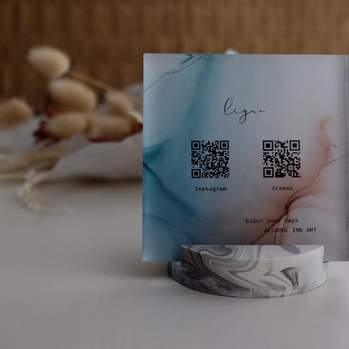 屋号ディスプレイ・QRコード入り アクリルブロック(正方形10×10×1cm