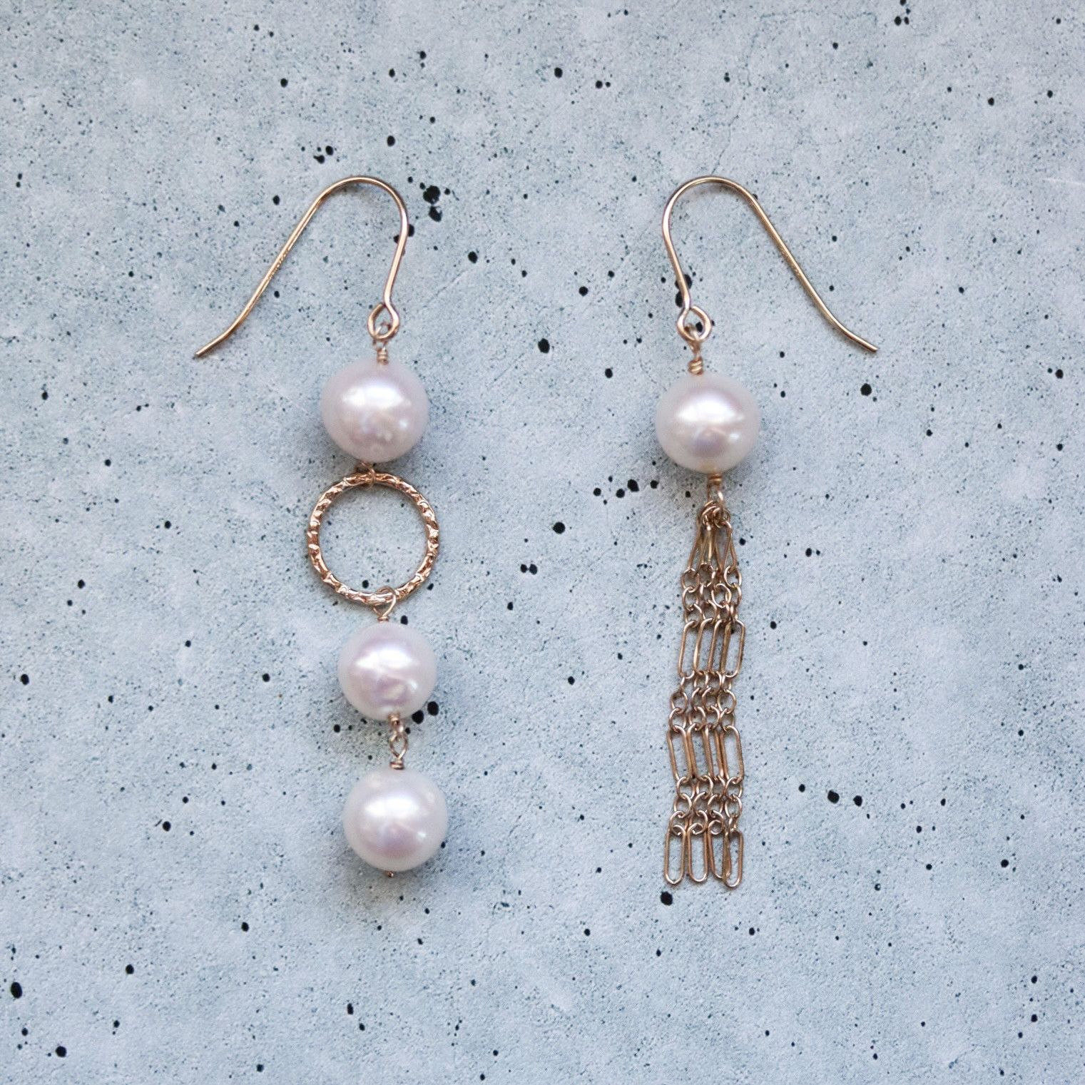 淡水パール 卒入学式 14kgf ピアス イヤリング 和装　着物　モード　アシンメトリー