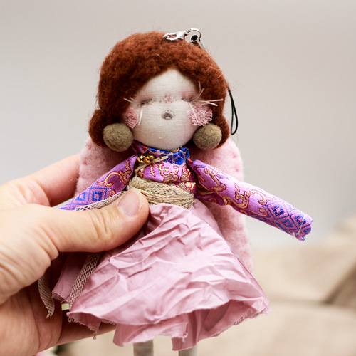 ハンドメイド♡ドールチャーム NOMAD`s charm 天使の羽 布ドールキーホルダー バッグチャーム バッグ