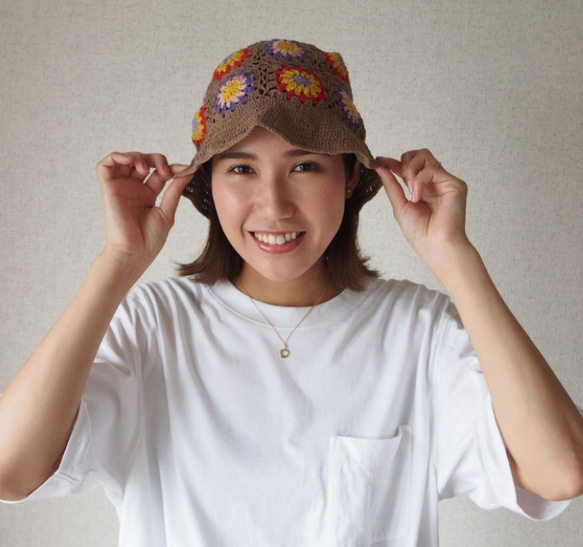 手編み(お花＆帽子) ❁3〜13 手編み(お花＆帽子) ❁3〜13 [Crochet] How to knit a bucket hat with