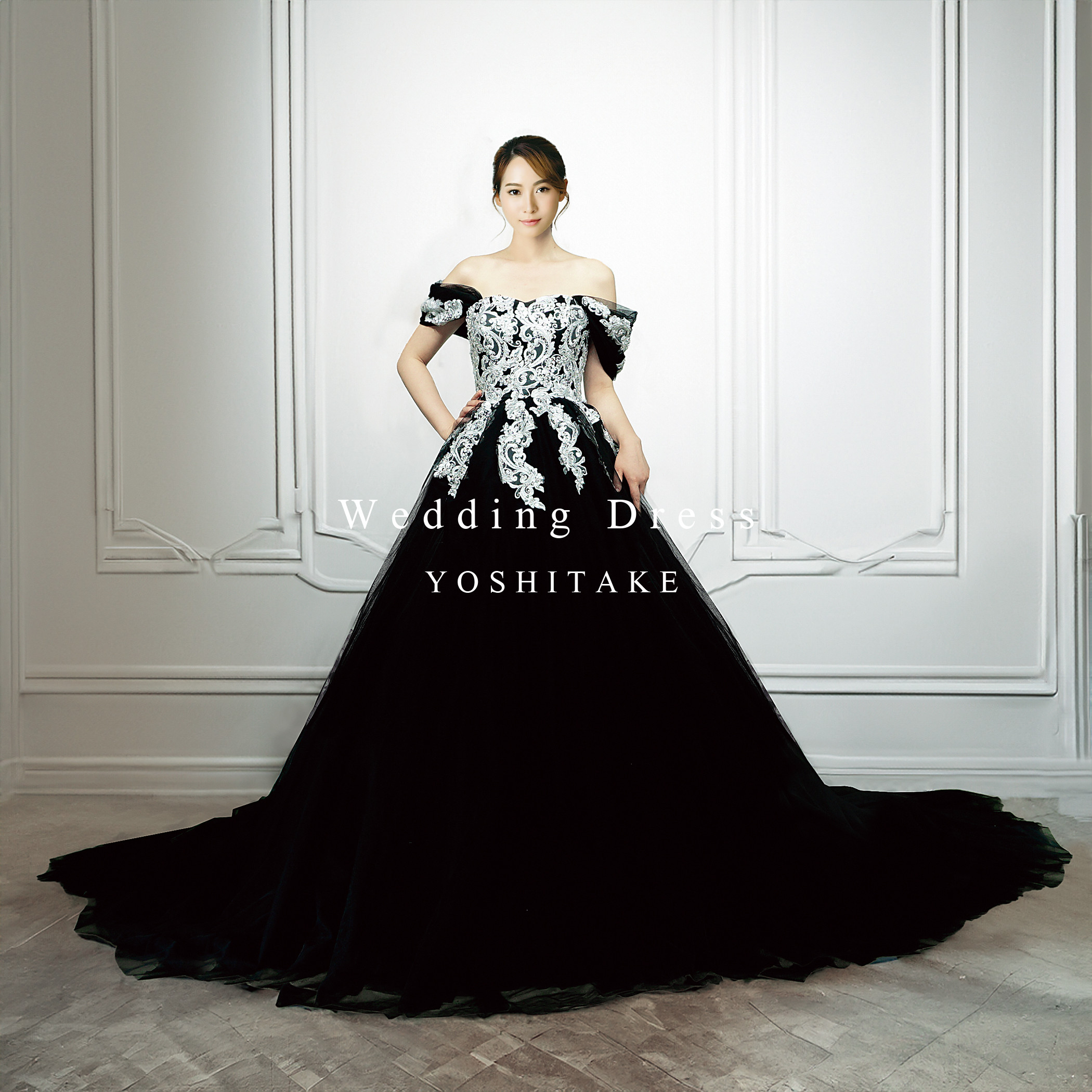 【オーダー制作】ウエディングドレス.ブラック.カラードレス.刺繍.チュール.Aライン.Y2269
