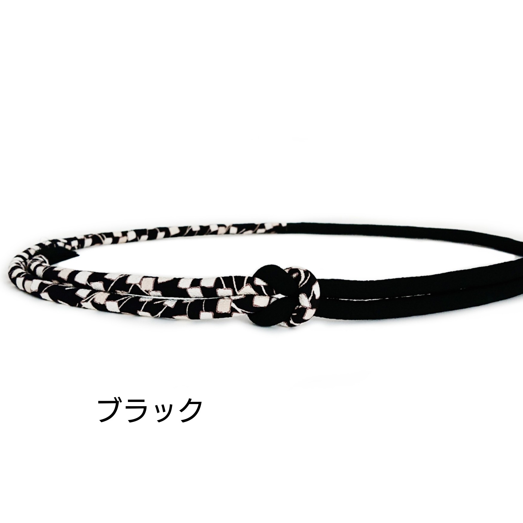 丸ぐけ　帯締め　ちりめん　スクエア × ブラック／エンジ