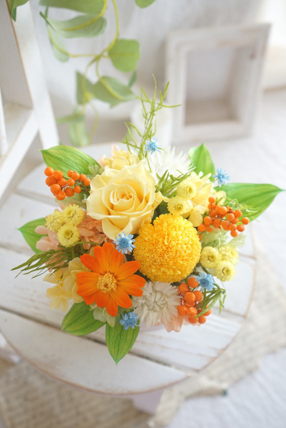 ビタミンカラー プリザーブドフラワーアレンジメント 退職祝い女性 お