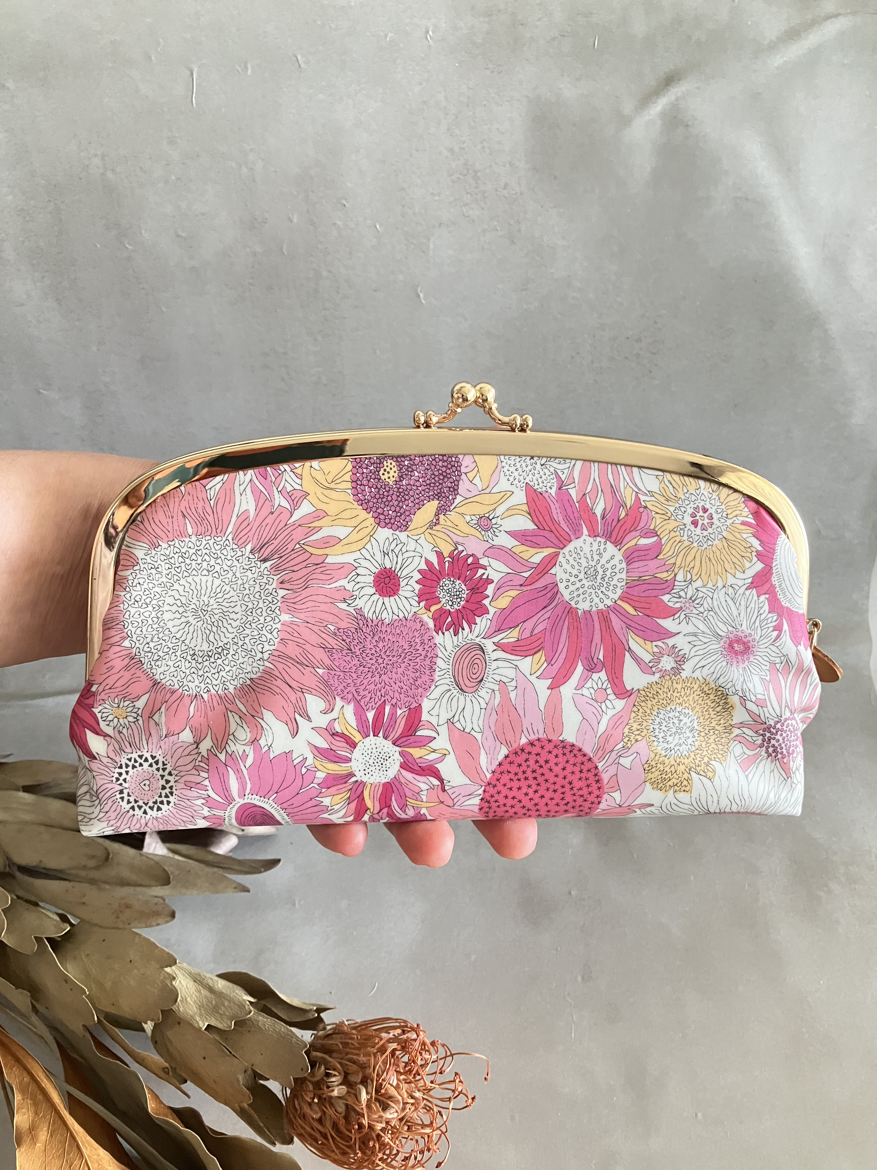 小銭が見やすい 長財布 リバティプリント　ラミネート