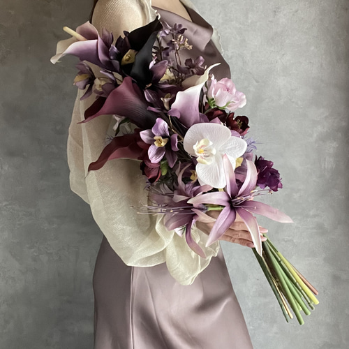 deep purpleアームブーケ《ブートニア付き》ウェディングブーケ／造花