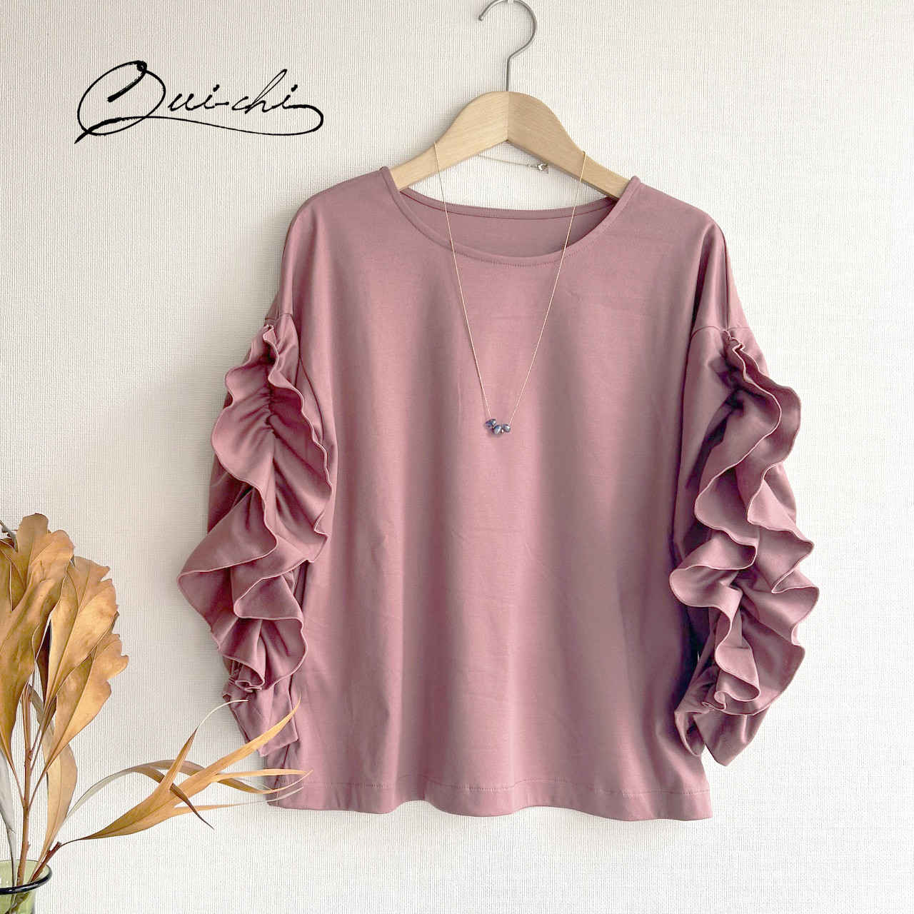 花びらフリル袖＊カットソープルオーバー《サックスブルー＊ローズピンク》