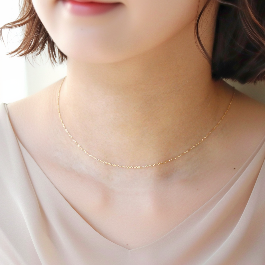 冬のおしゃれに♡K18 リボンチェーンネックレス 45cm　つけっぱなし シンプル レディース 〈179〉