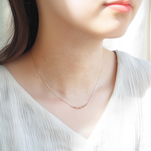 再販】春コーデ♡K10 ピンクゴールド ラインミラーネックレス 40cm