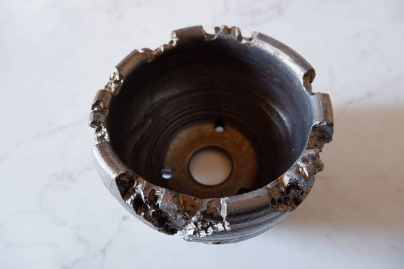 5号燻し金彩鉢907　塊根植物　多肉植物　盆栽　植木鉢　作家鉢　沖縄 4枚目の画像