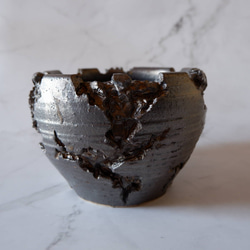 5号燻し金彩鉢907　塊根植物　多肉植物　盆栽　植木鉢　作家鉢　沖縄 3枚目の画像