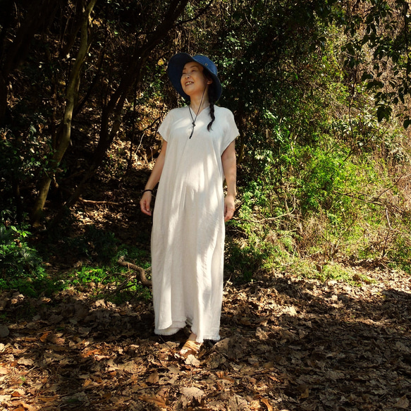 asana HEMP100% テロテロ 貫頭衣 ロング ワンピース●きなり asana HEMP100% テロテロ 貫頭衣 ロング ワンピース・きなり