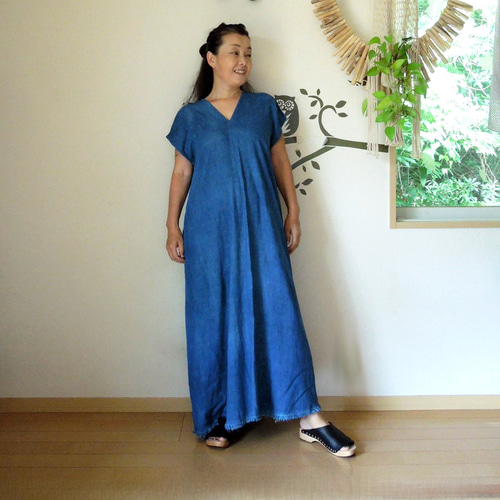 再入荷】asana HEMP100% テロテロ 貫頭衣 ロング ワンピース○草木染め