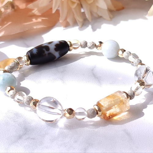 ◇ミニ龍神天珠とレインボーシトリン・北投石・水晶◇ | ANNA - 天然石