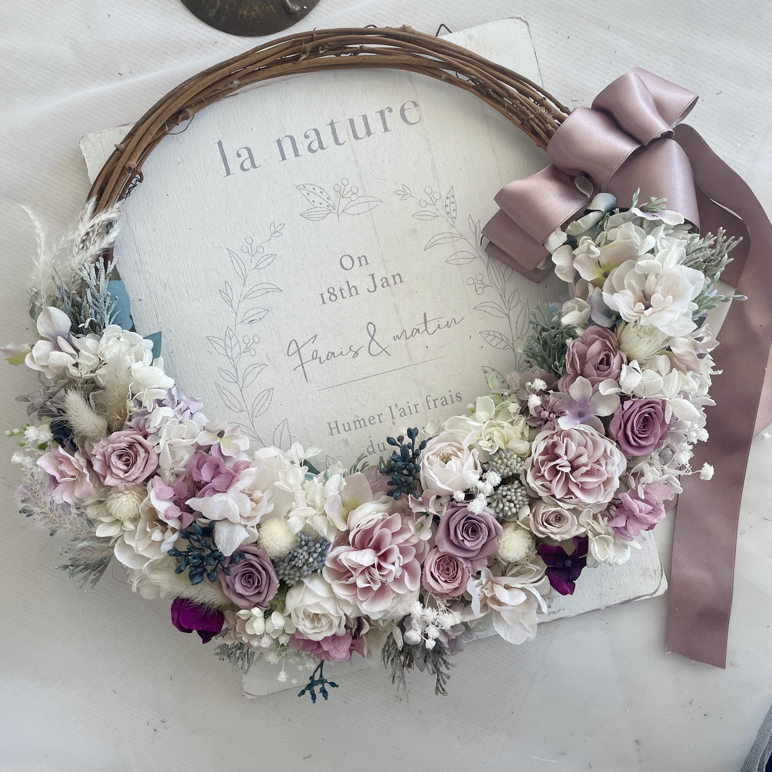 リースブーケ　ニュアンスパープル