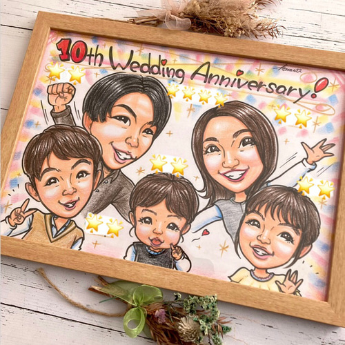 【お客ページ】（たつやん様）オーダー似顔絵☆結婚式、誕生日や記念日に 結婚記念日 銀婚式祝い 金婚式 誕生日 似顔絵 イラスト お祝い