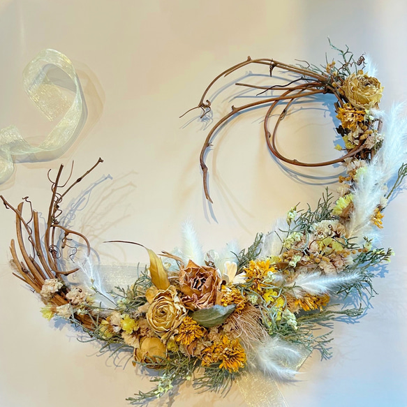 三日月型ガーランド】 ドライフラワー ガーランド リース リース