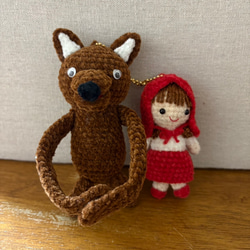 受注制作】あみぐるみ 指人形 赤ずきんちゃん おおかみ オオカミ