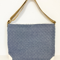 底角補強！北欧風花柄キルティングショルダーバック　通園　図書・絵本袋 2枚目の画像