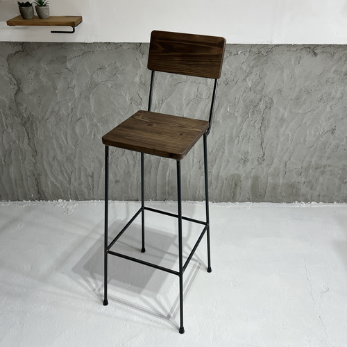 背もたれ付きハイスツール｜無垢材×アイアン｜カフェ・カウンター用