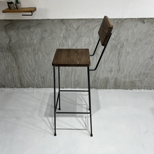 背もたれ付きハイスツール｜無垢材×アイアン｜カフェ・カウンター用
