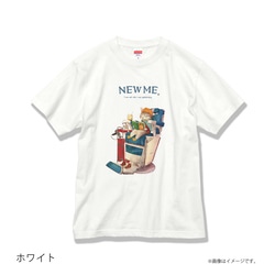 「NEW ME 散髪中のネコ」安心のクオリティ/定番コットンTシャツ/送料無料 4枚目の画像
