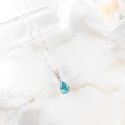 silver925】限定2・大粒ブルージルコンのペアシェイプネックレス