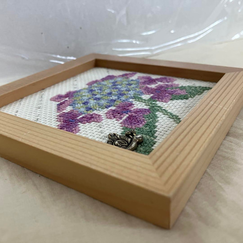 クロスステッチ刺繍 アジサイ紫陽花あじさい 木額入り 壁飾り